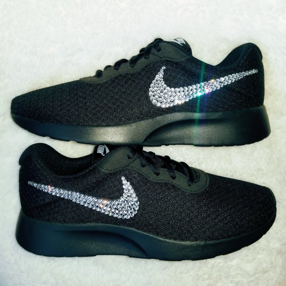 Bling Nike Tanjun Black Sneakers Rhinestone Nikes